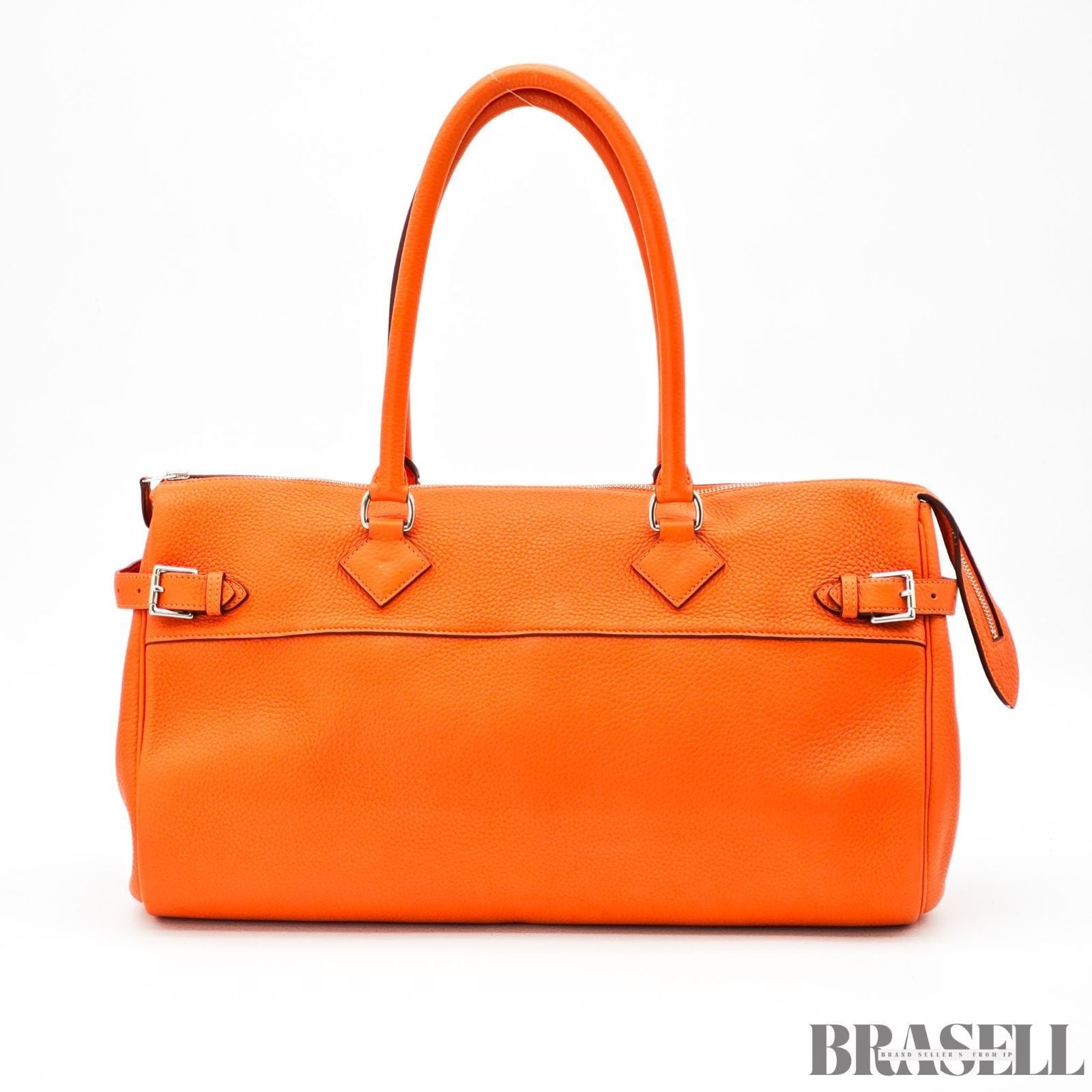 Hermes Atlas 42 Leather Bag Handbag Horizontal Orange Women's Shoulder Bag