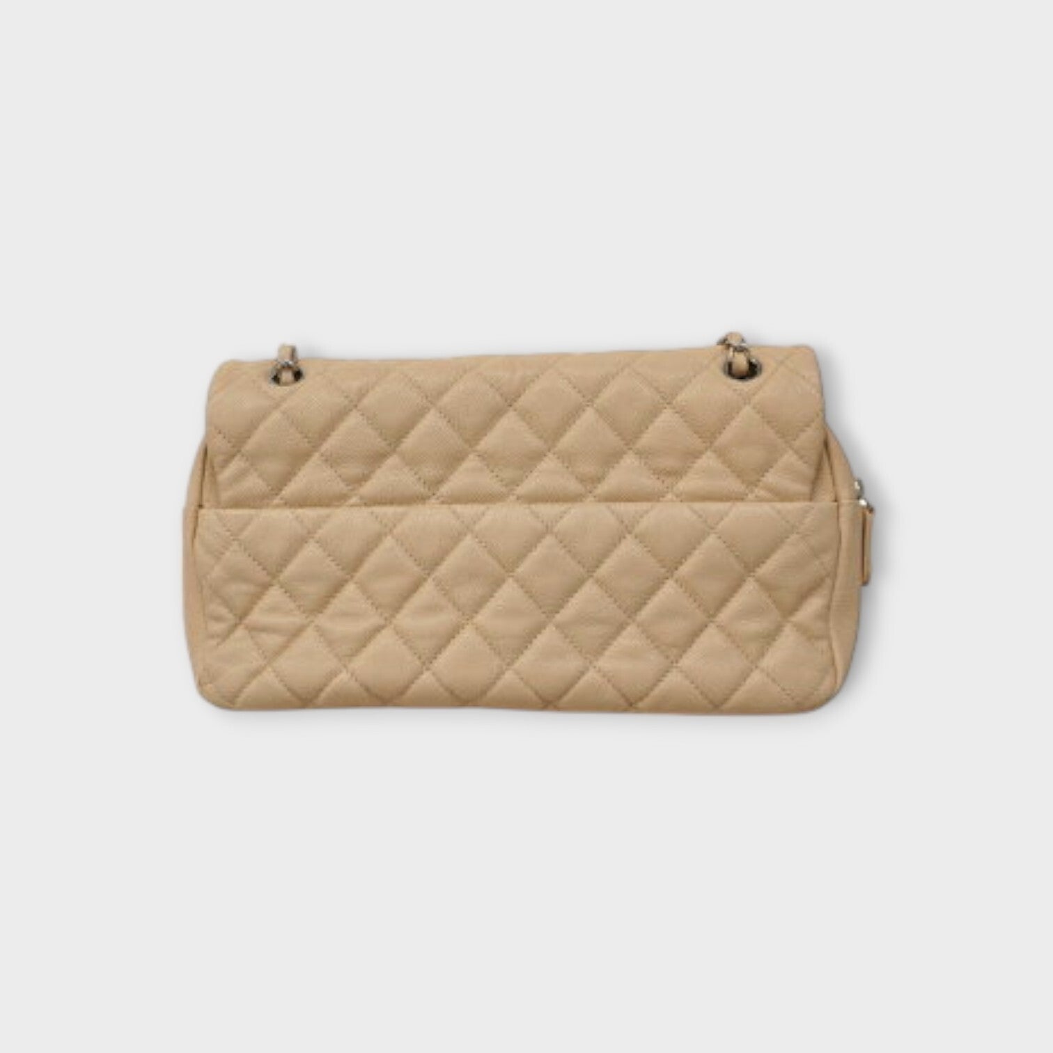 CHANEL Matelassé W Flap  beige Caviar skin women's shoulder bag