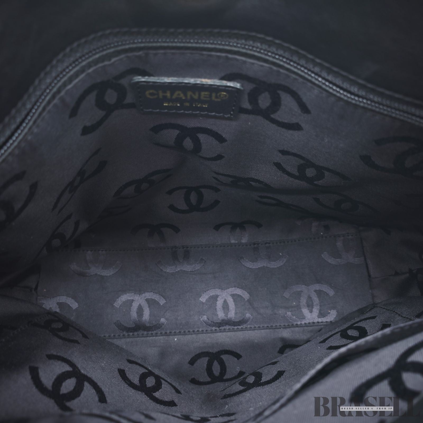 CHANEL Wild Stitch Tote Bag Handbag Calf Leather Black with Warranty Card