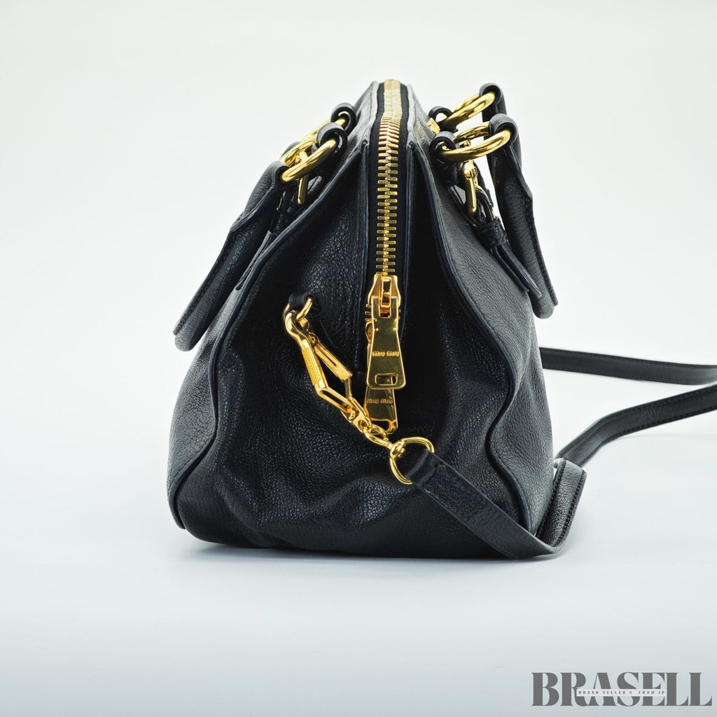 Miu Miu Madras 2-Way Bag RL0058 Handbag Shoulder Bag Black Women's
