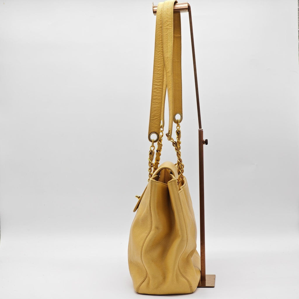 CHANEL Turnlock Chain Tote Bag Beige Women's