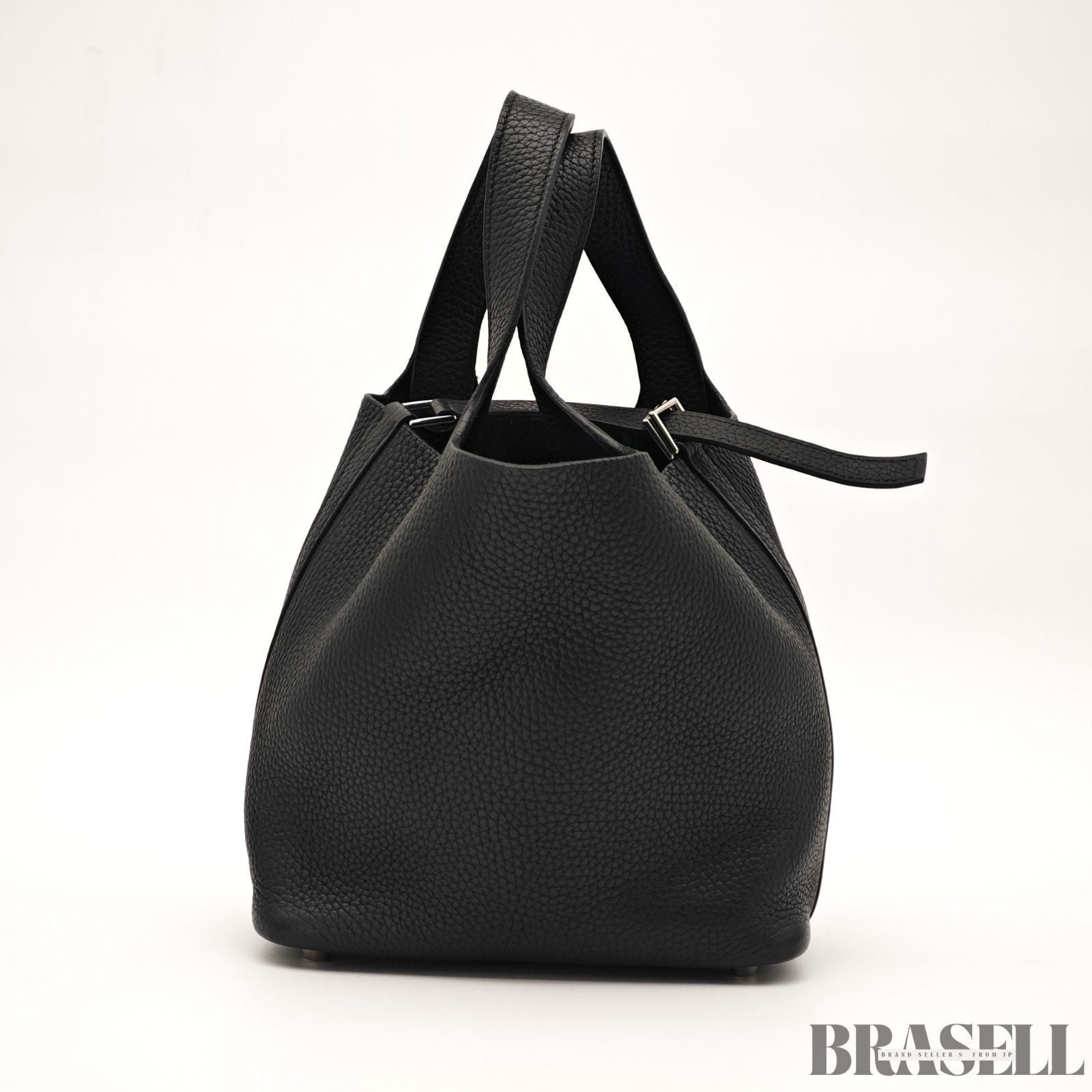 HERMES Picotin Lock 18 PM Taurillon Clemence Handbag Tote Bag Black Dust Bag