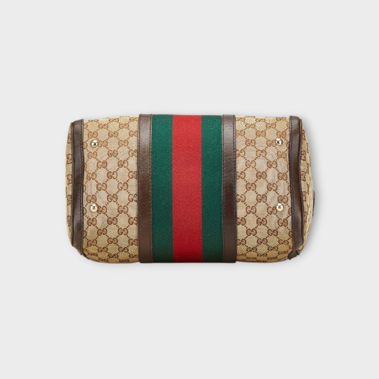 GUCCI GG Canvas Web Line Mini Boston Bag Shoulder Bag 2WAY 247205 Beige 【B】