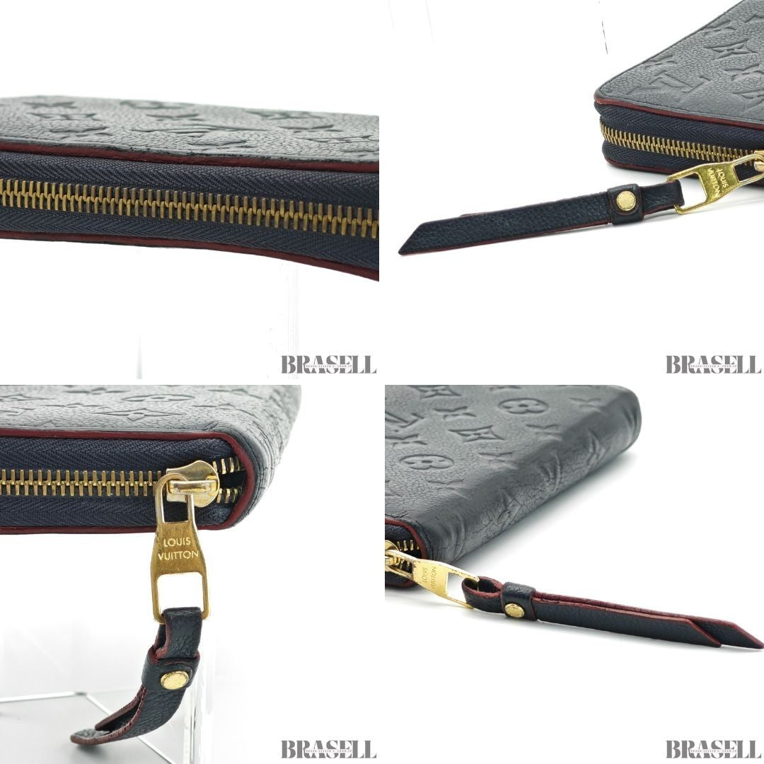 Louis Vuitton Monogram Empreinte Zippy Wallet Marine Rouge Leather M62121 Navy