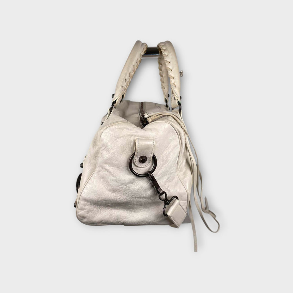 Balenciaga 2Way Handbag Shoulder Bag White Leather Zip 【B】