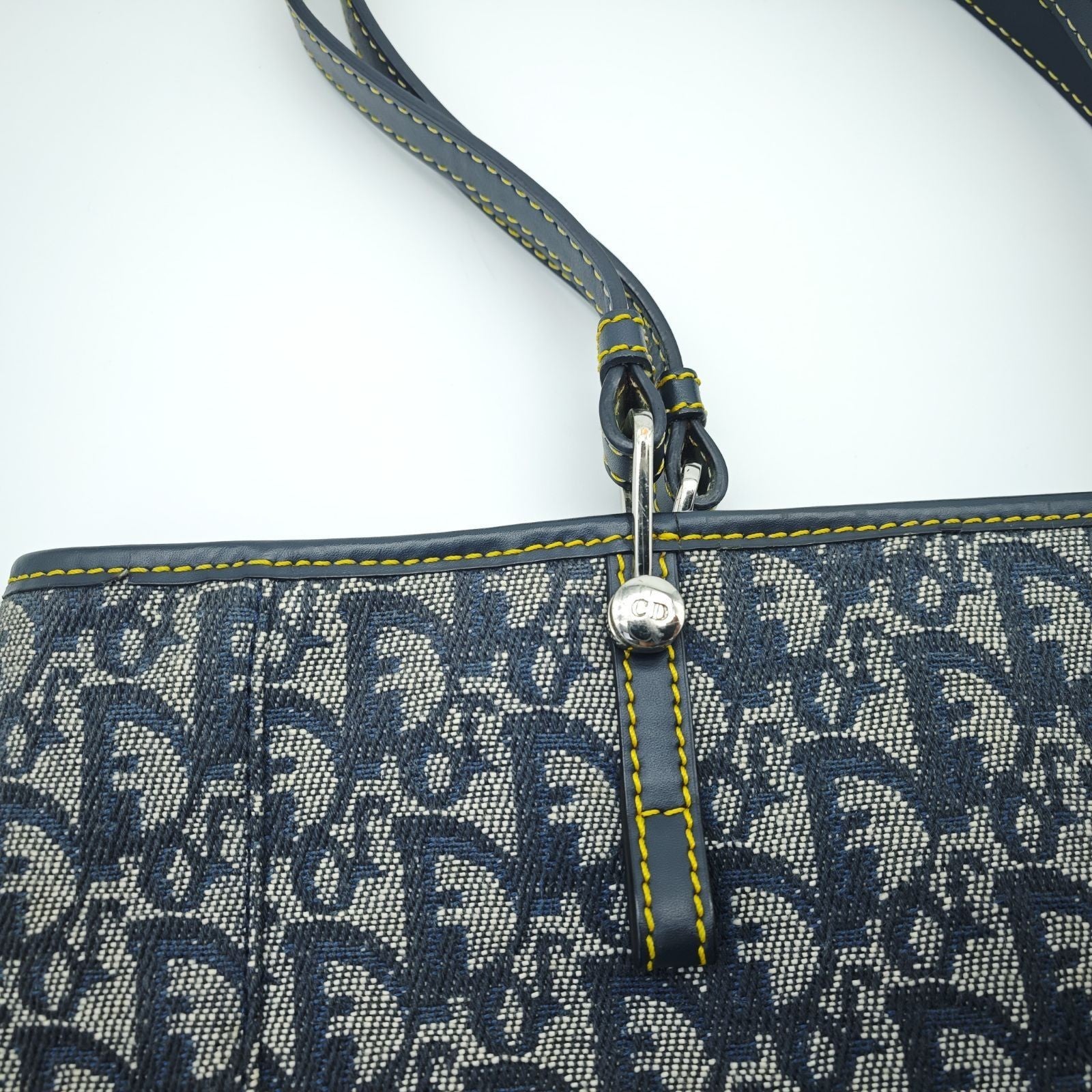 Dior Trotter Tote Bag Canvas and Leather Navy Color