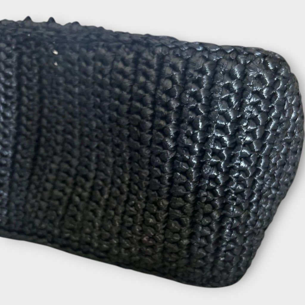 PRADA Logo Crochet Black Tote Bag