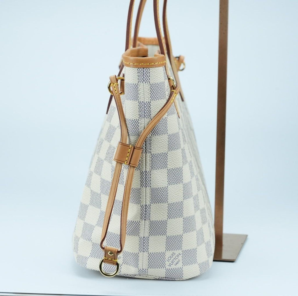 LOUIS VUITTON Damier Azur Neverfull PM N41362 Handbag Tote Bag with Pouch