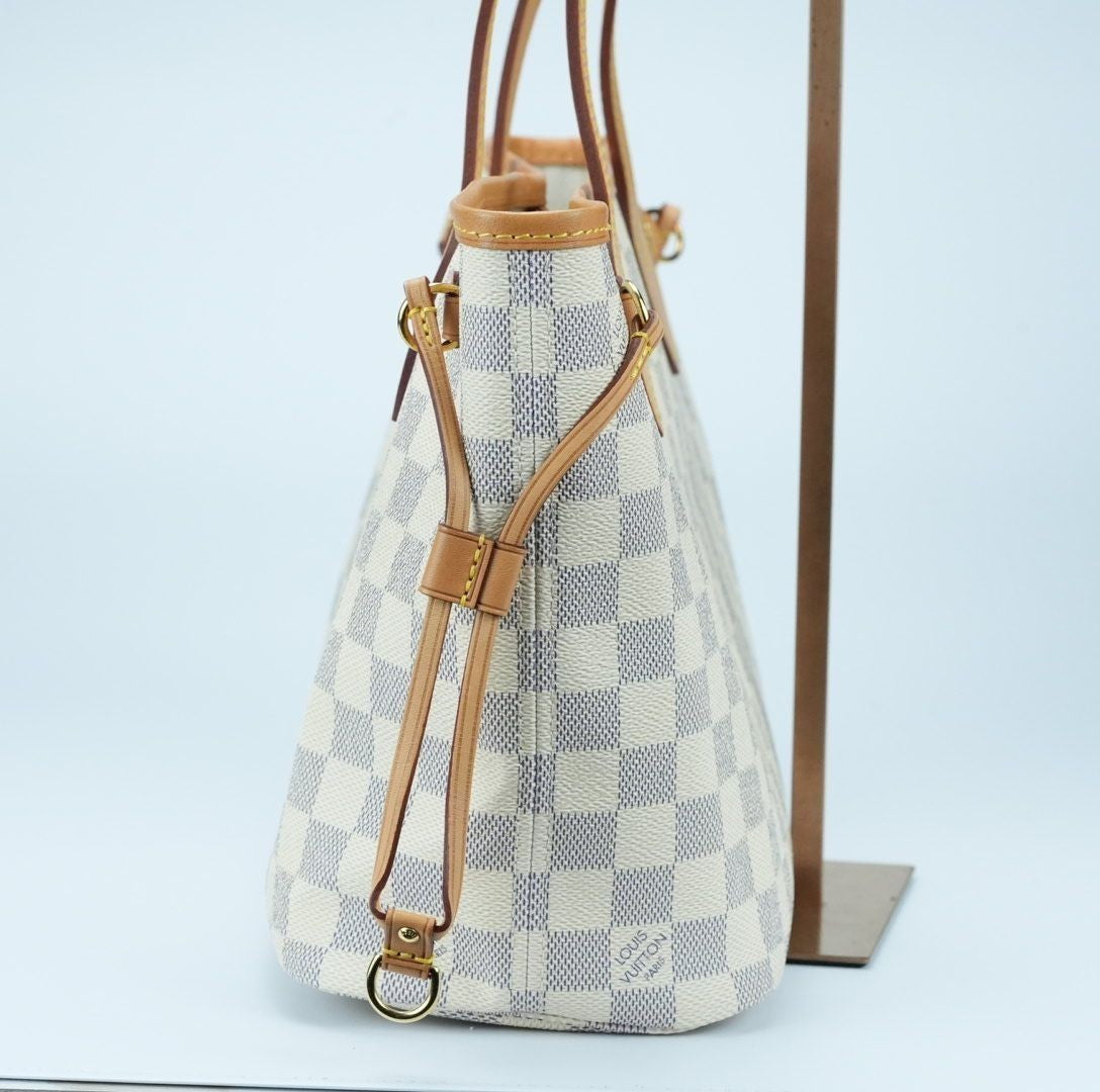 LOUIS VUITTON Damier Azur Neverfull PM N41362 Handbag Tote Bag with Pouch