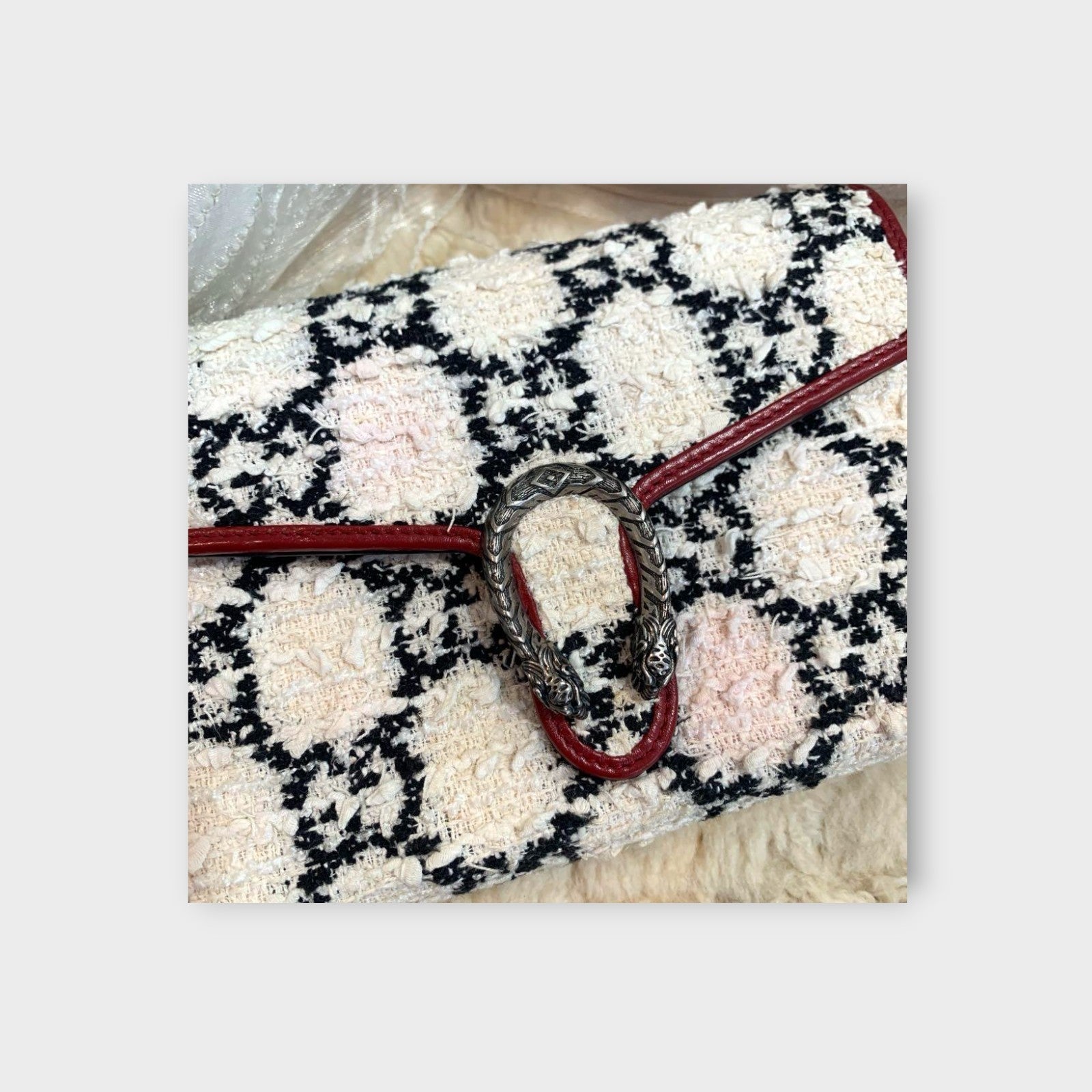 GUCCI Dionysus Tweed Chain Shoulder Wallet