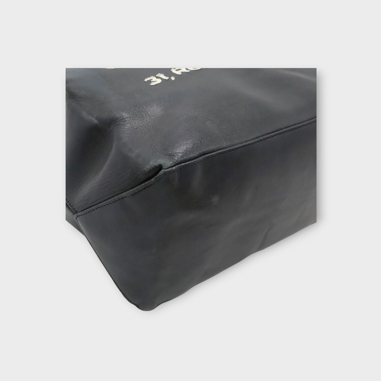 CHANEL Essential Medium Tote Bag Shoulder Bag Logo Leather Black 【B】