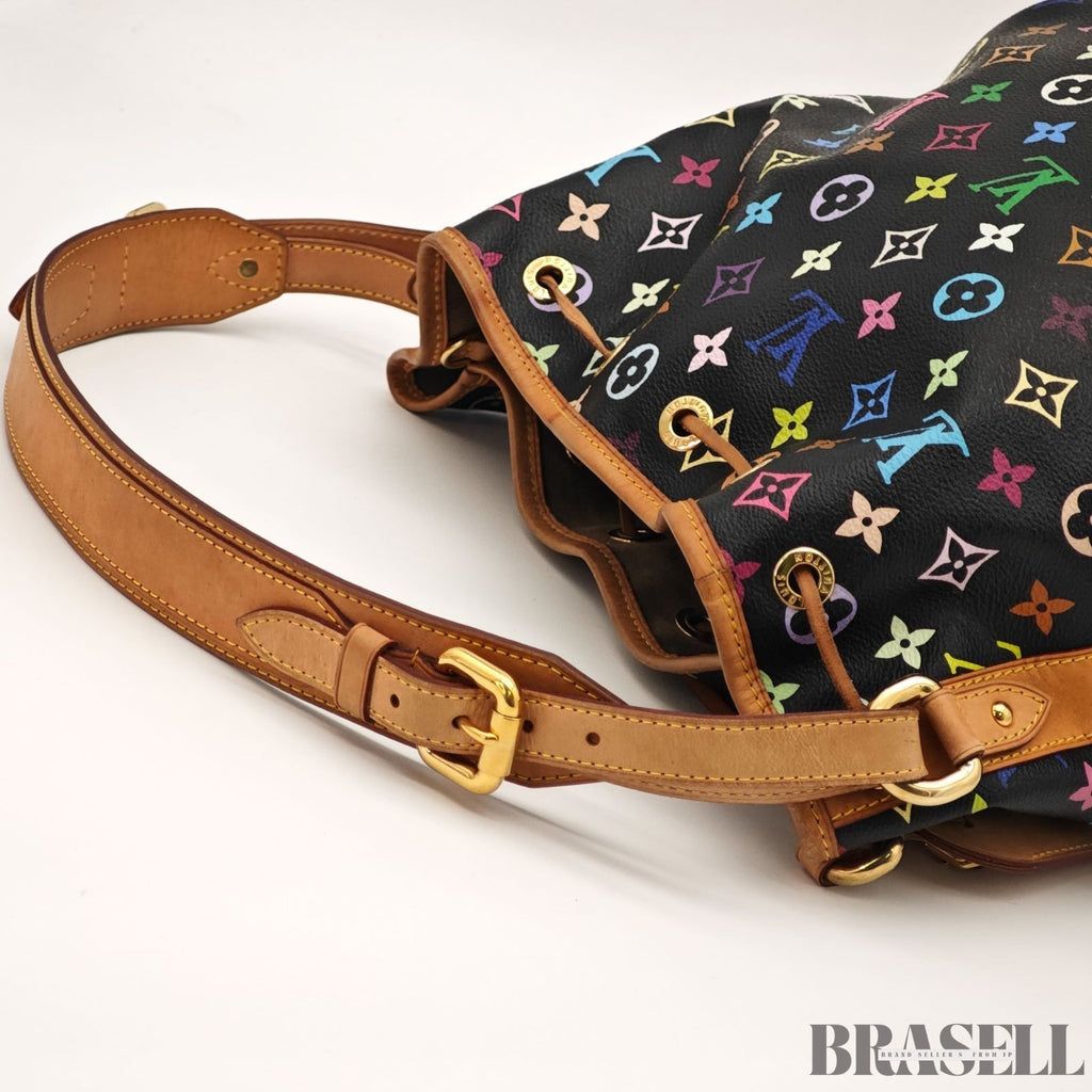 LOUIS VUITTON Monogram Multicolor Petit Noe Bag Handbag Black M42230 Auth