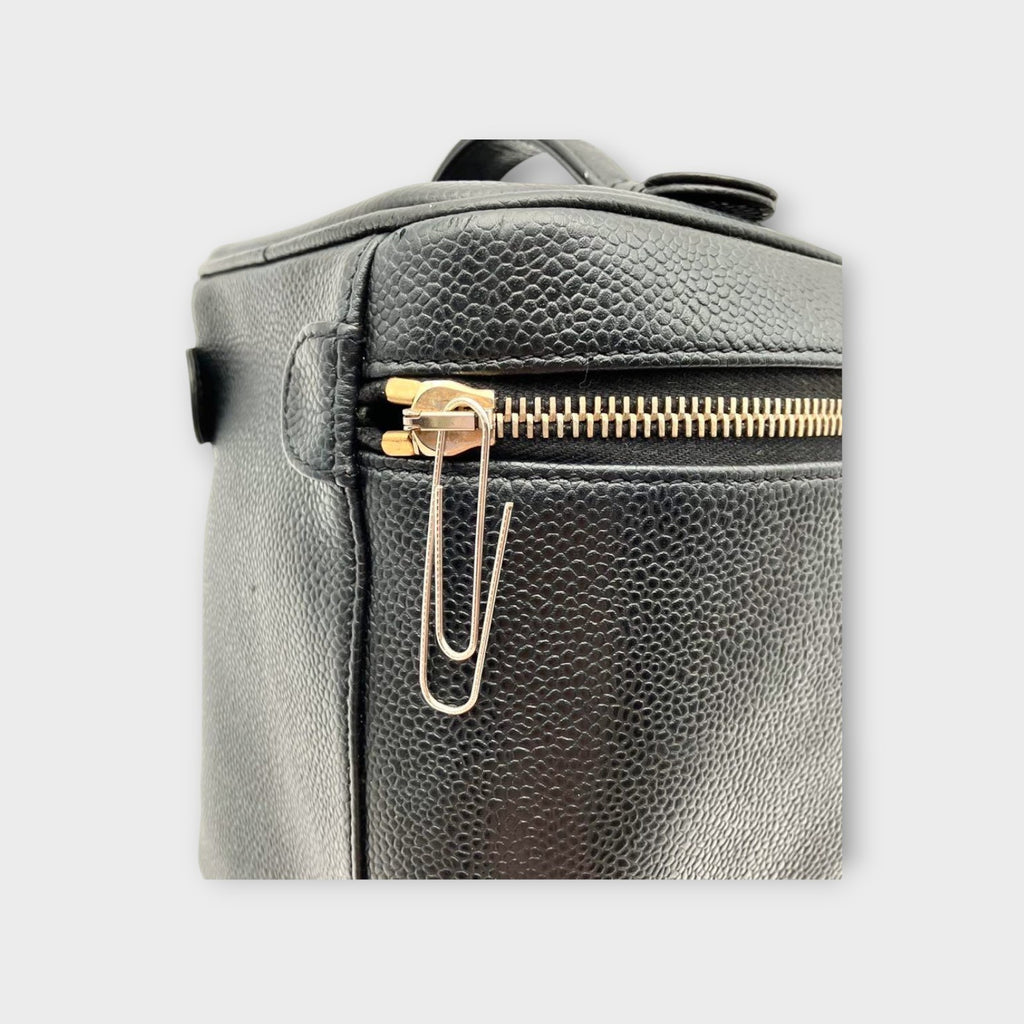 CHANEL Vanity Bag in Black Caviar Leather with Coco Mark