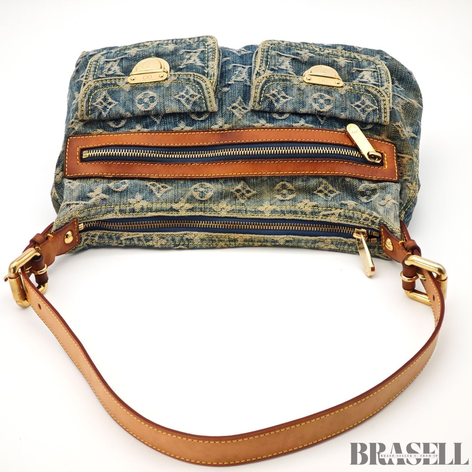 LOUIS VUITTON Buggy PM Shoulder Bag Monogram Denim Leather Blue M95049 France