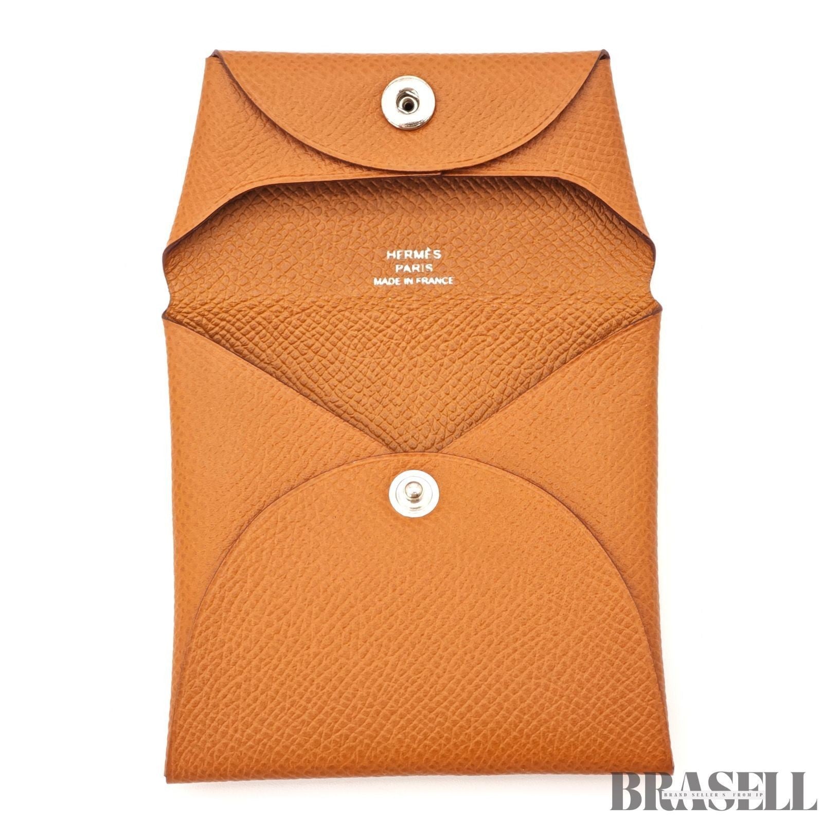 Hermes Bastia Coin Case Campact Wallet Leather France Gold Unisex w/Box