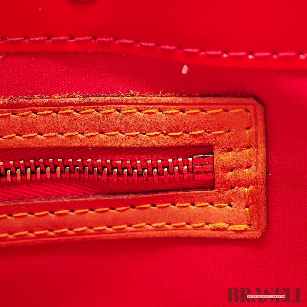 Louis Vuitton Vernis Reade PM M91088 Bag Handbag Patent Leather Red w/ Dust Bag