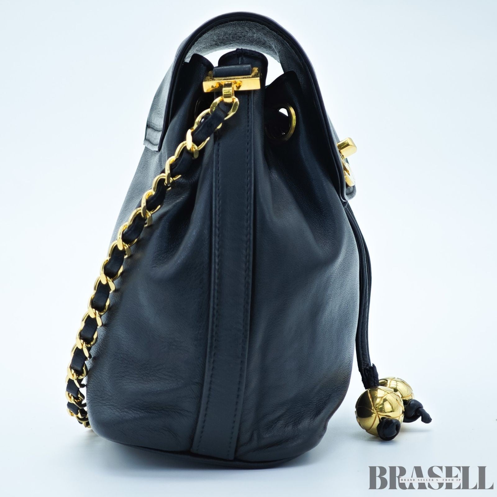 Chanel Coco Mark Chain Shoulder Backpack Black Women With Authenticity Card