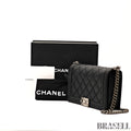 CHANEL Boy Chanel Flap Chain Shoulder Bag Black With Box Dust Bag Women