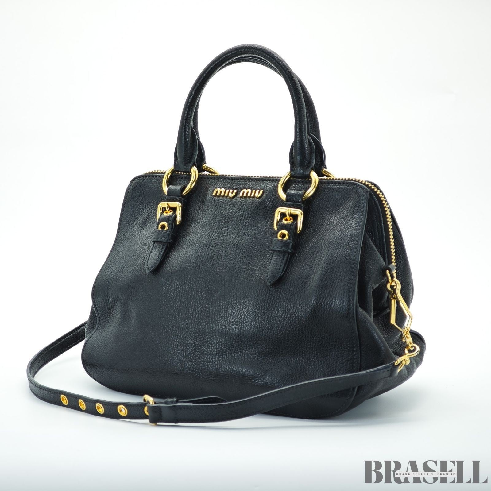 Miu Miu Madras 2-Way Bag RL0058 Handbag Shoulder Bag Black Women's