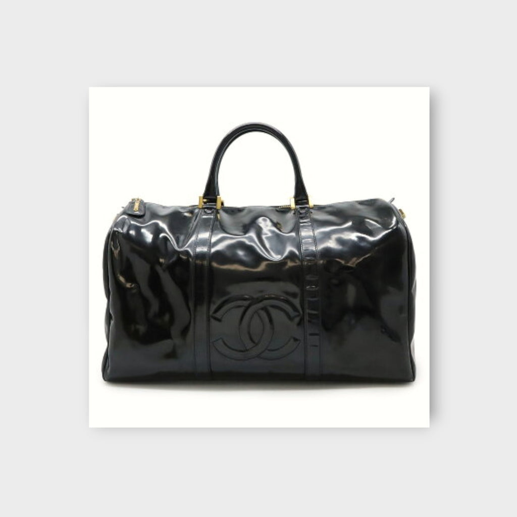 Chanel Coco Mark Boston Bag Black Travel Bag【B】