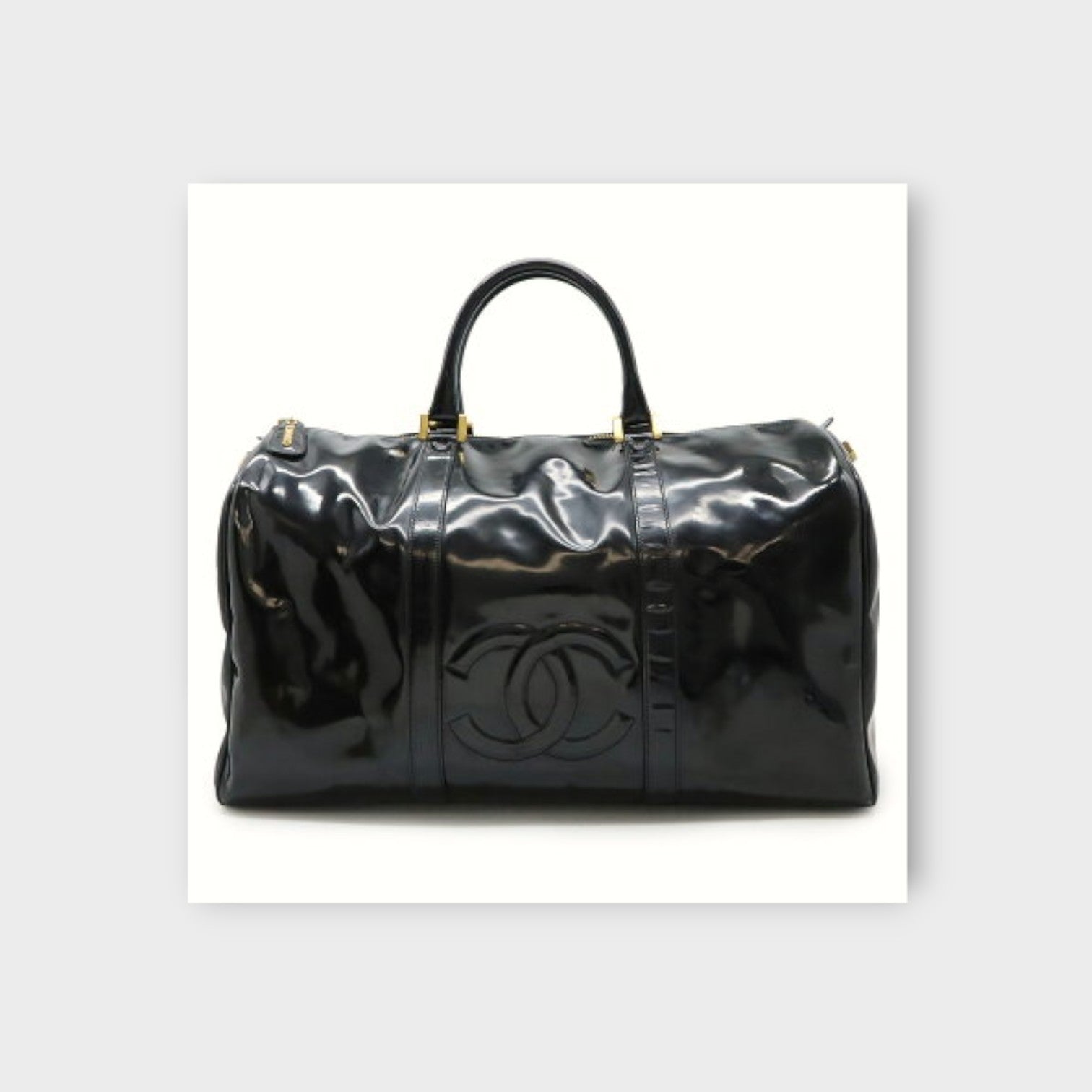 Chanel Coco Mark Boston Bag Black Travel Bag【B】