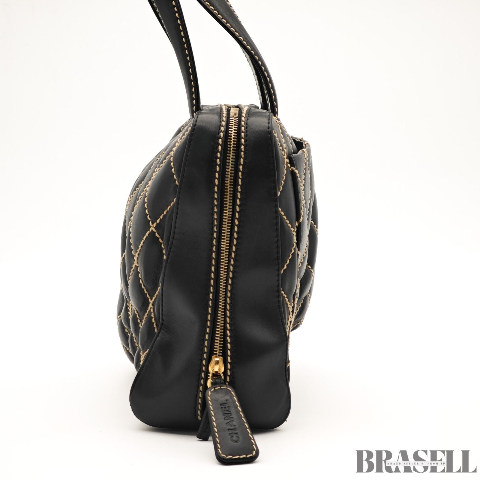 CHANEL Wild Stitch Tote Bag A14693 Black Leather Large Women's Warranty Card