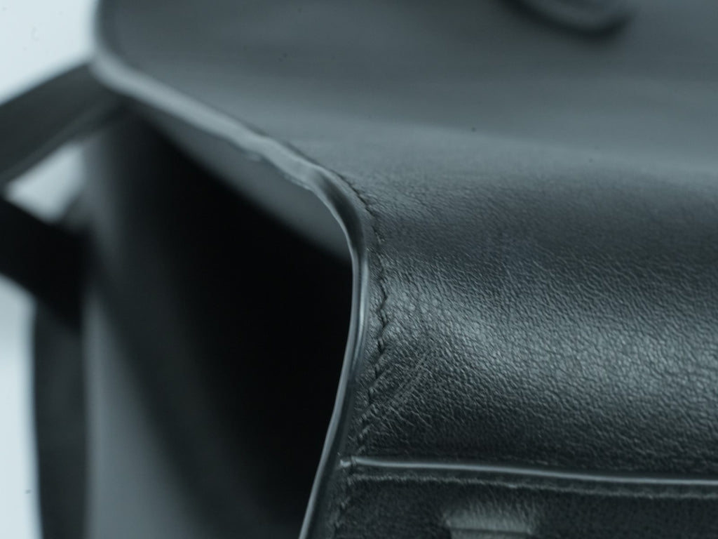 The Row Soft Margaux 15 Bag in Black saddle leather