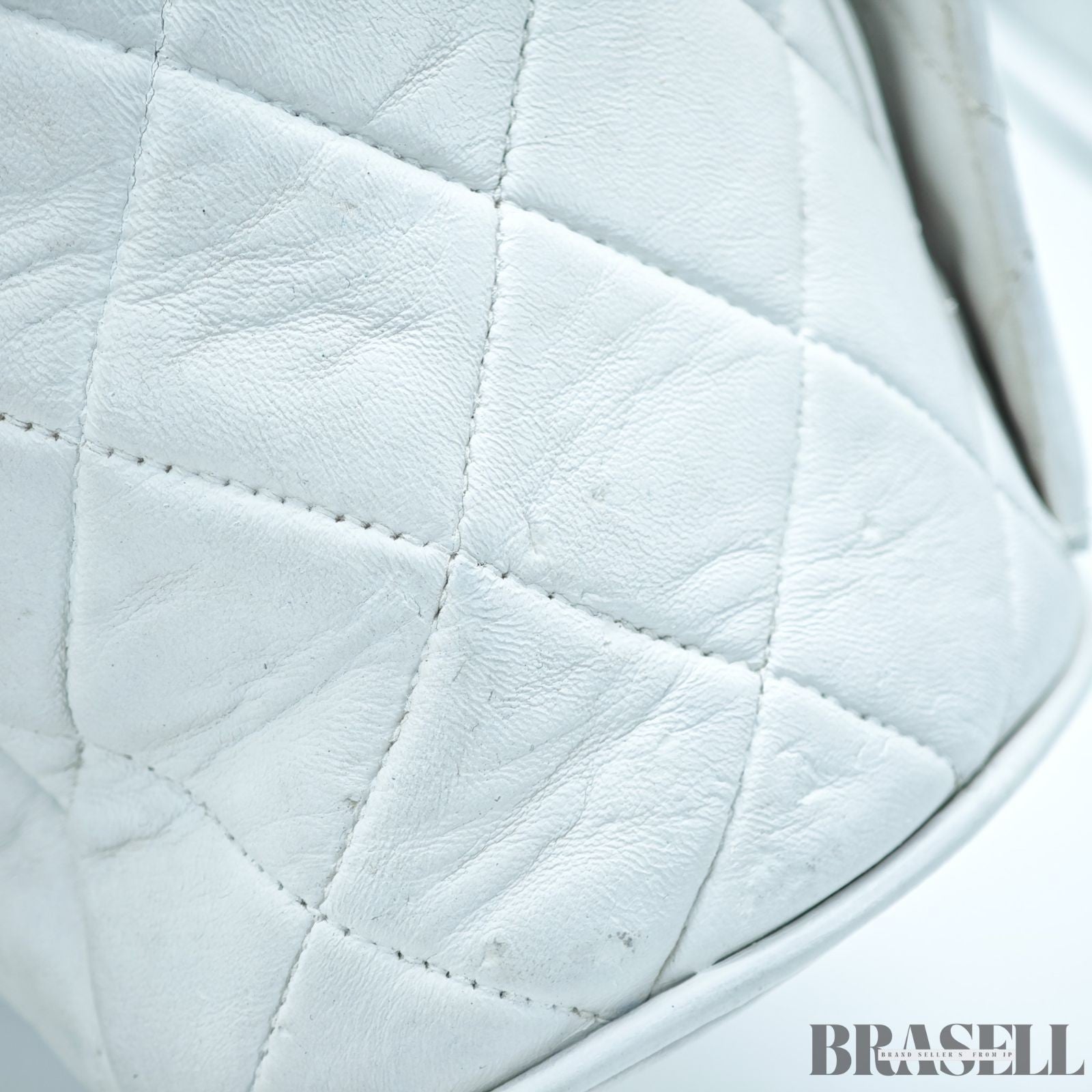 Chanel Matelassé Chain Backpack White Rucksack Bag Women Gold Hardware