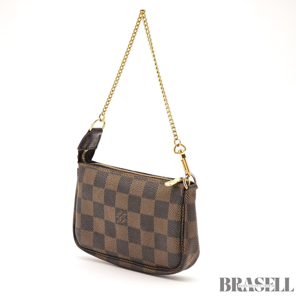 LOUIS VUITTON Damier Ebene Mini Pochette Accessoires Pouch N58009 Auth Brown