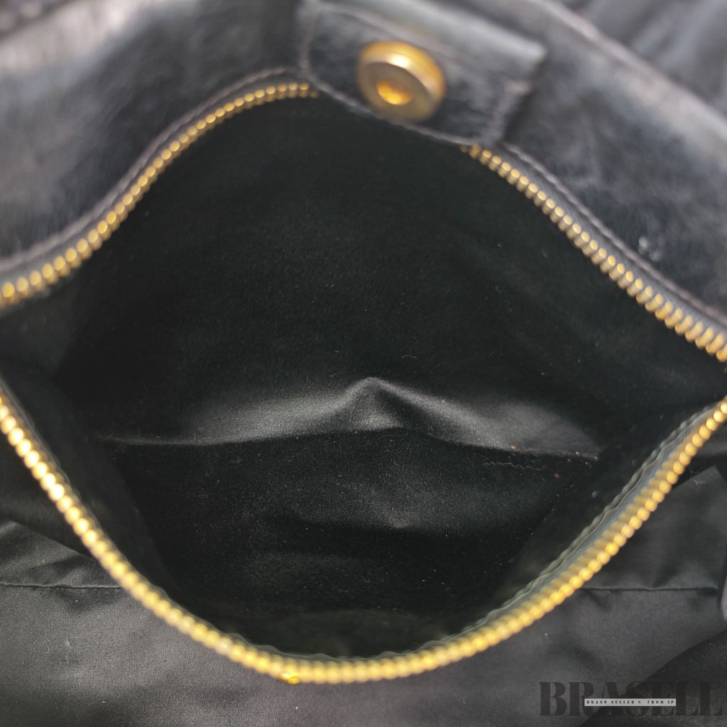 Miu Miu Gathered Handbag RT0383 2-Way Shoulder Bag Black