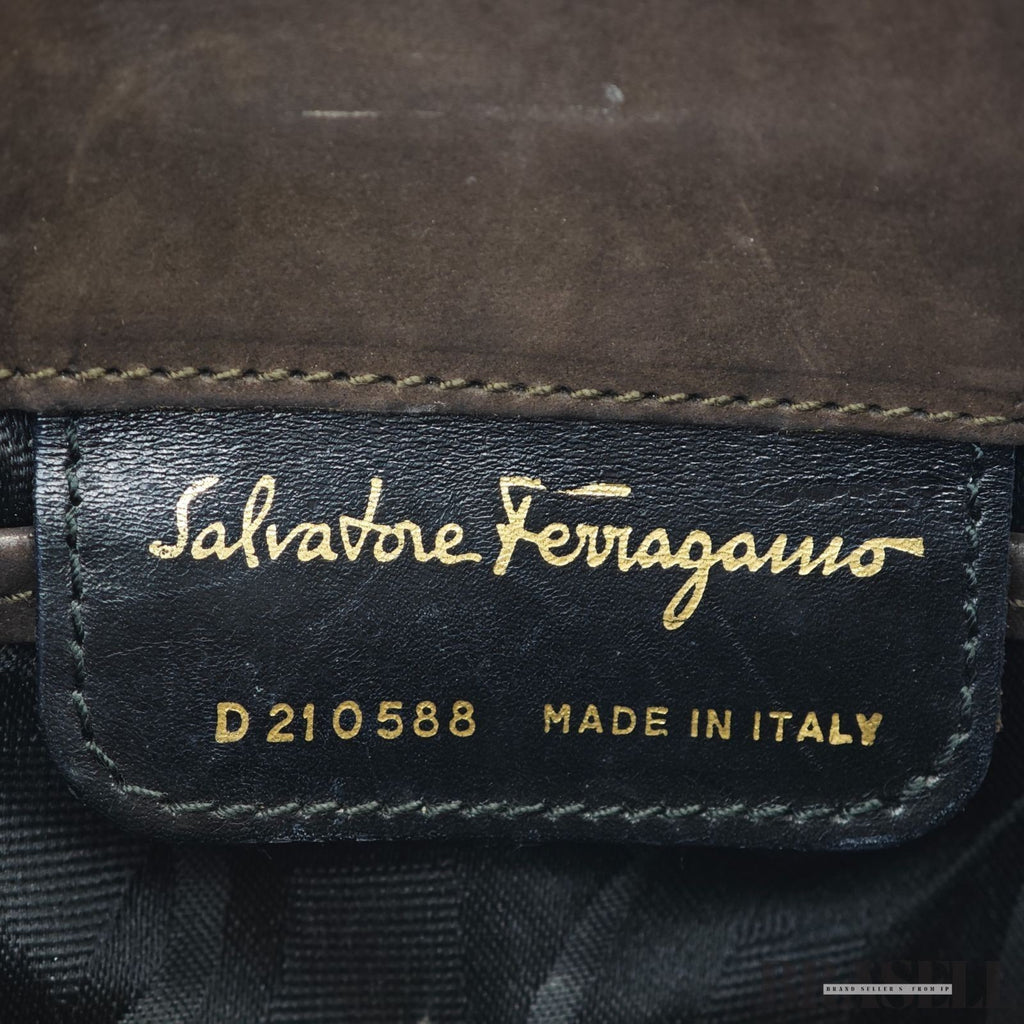 Salvatore Ferragamo Vara Bag Brown Suede Shoulder Bag
