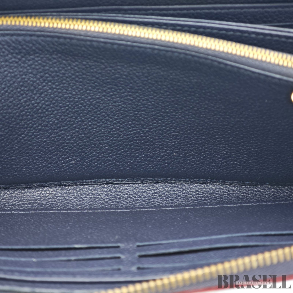Louis Vuitton Monogram Empreinte Zippy Wallet Marine Rouge Leather M62121 Navy