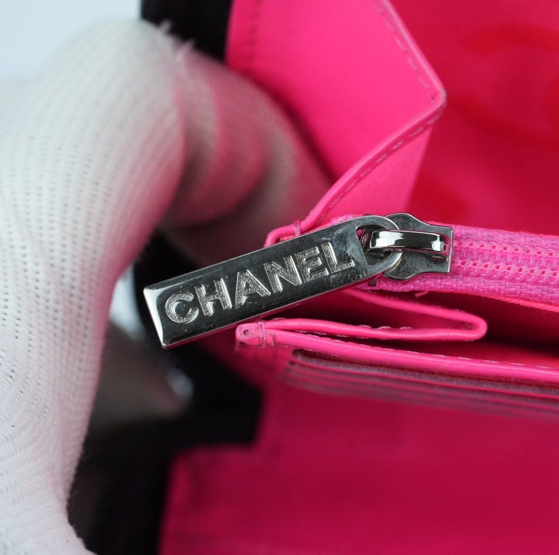 CHANEL Cambon Long Wallet Lambskin Black Women's with Box