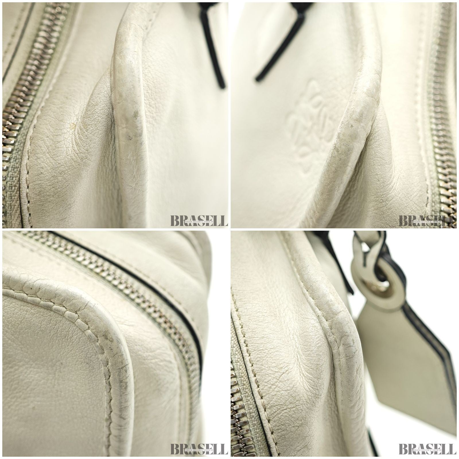 Loewe Amazona 23 A039N07X02 Handbag Shoulder Bag 2Way Pearl Gray Leather