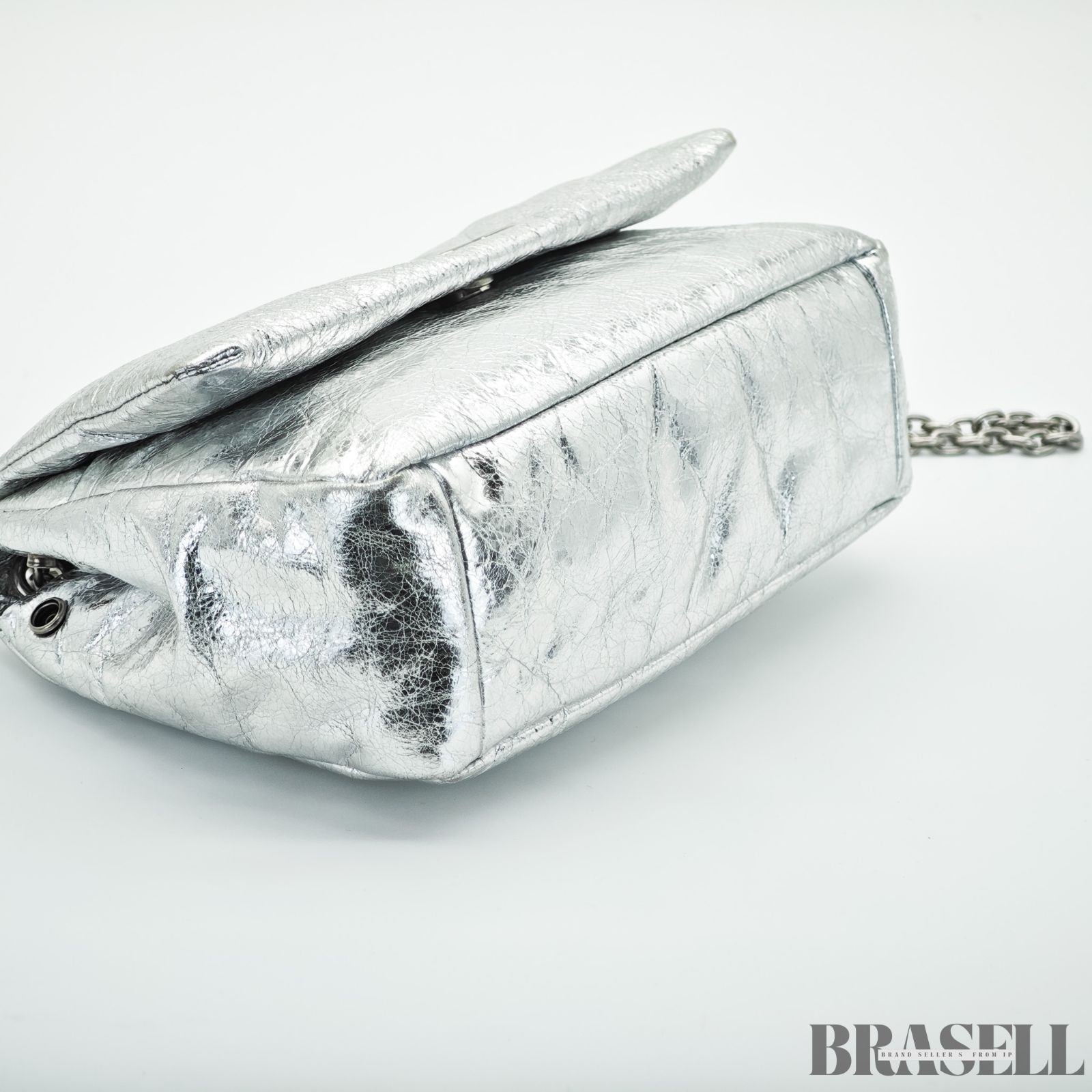 BALENCIAGA MONACO Nano Bag Metallized Compact Shoulder Bag in Silver