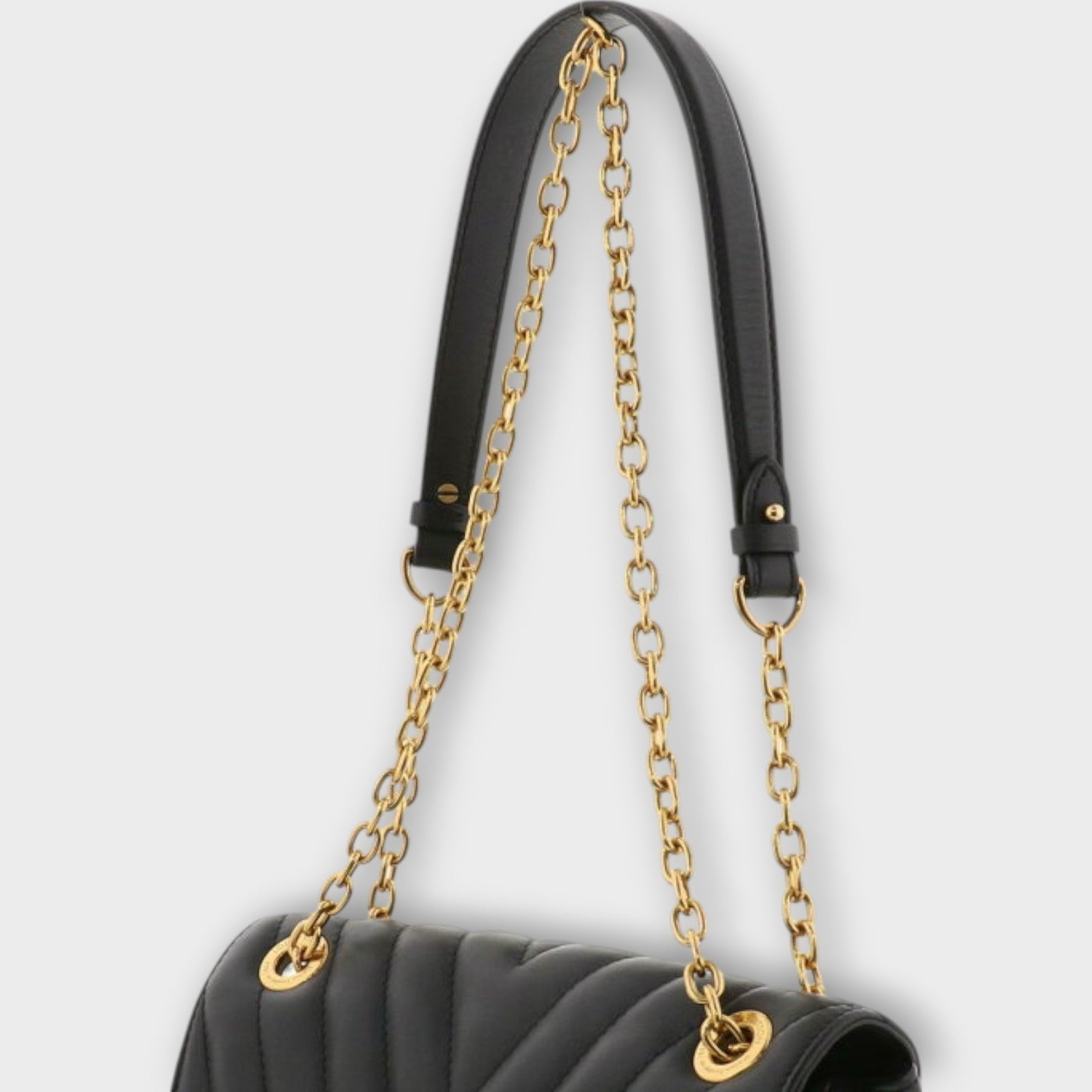 LOUIS VUITTON Monogram Black New Wave Chain Bag MM
