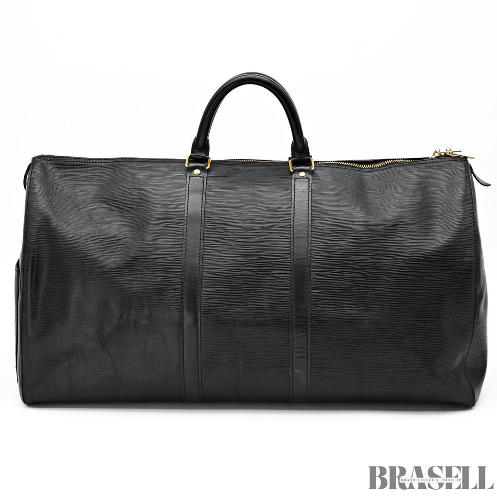 Louis Vuitton Epi Keepall 55 Black Embossed Logo Boston Bag M59142 Epi Leather