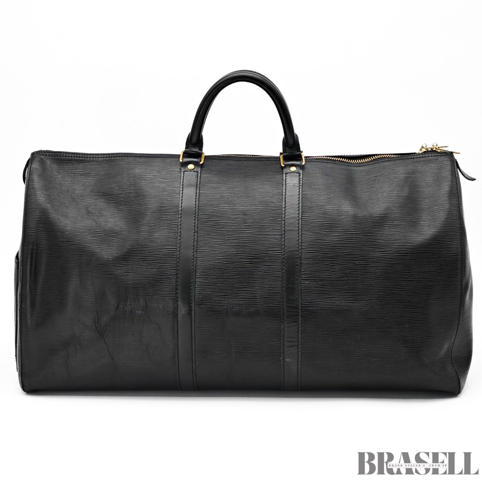 Louis Vuitton Epi Keepall 55 Black Embossed Logo Boston Bag M59142 Epi Leather