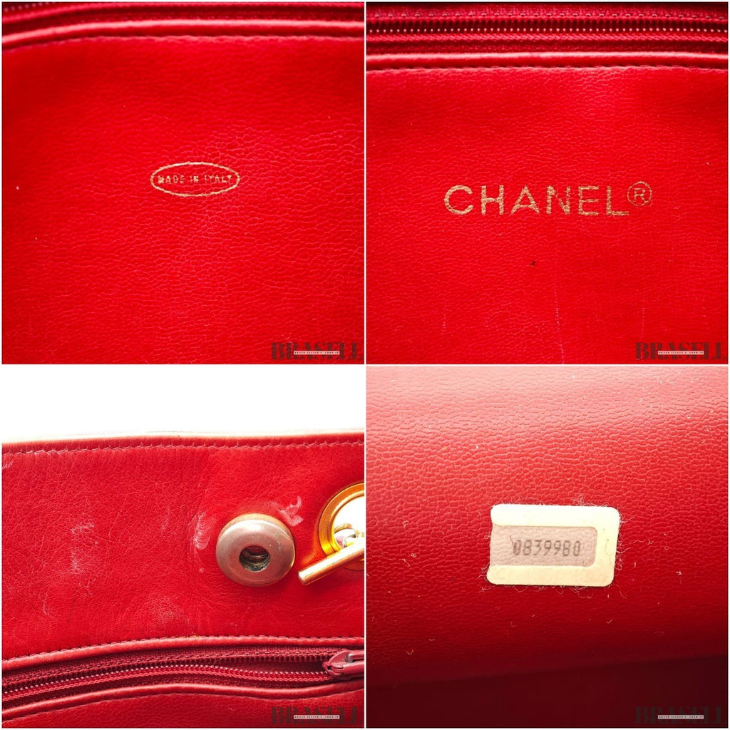 CHANEL Matelasse Lambskin Tote Bag Red Quilted Shoulder Bag Women's Guarantee