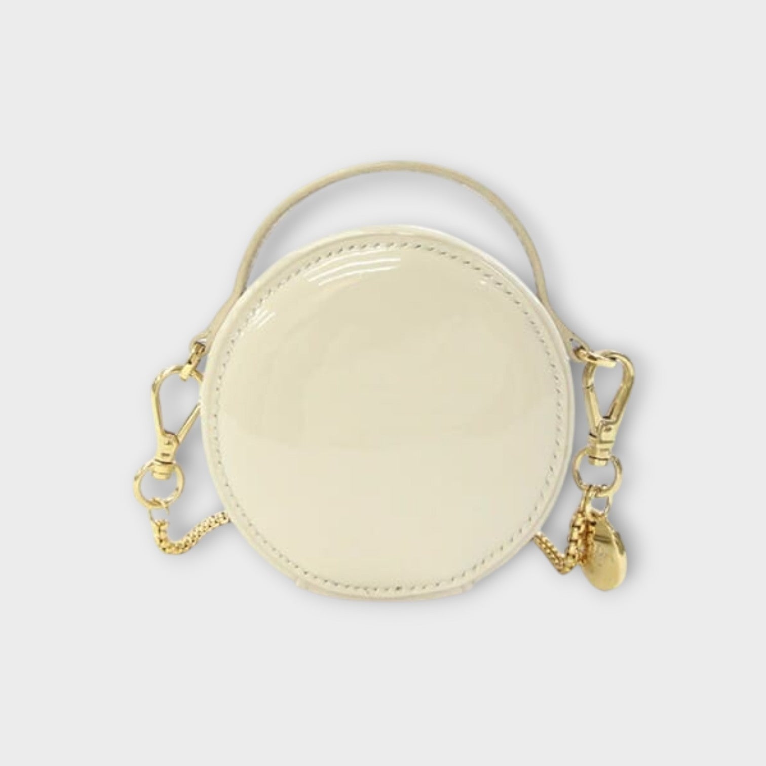Prada 2WAY Chain Shoulder Bag 1NR023 Ivory Patent Leather Mini Pouch 【A】