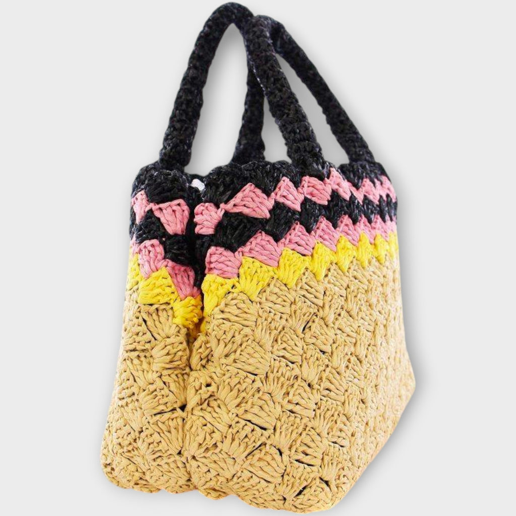 PRADA Canapa Raffia Basket Bag Tote Bag Handbag Beige 1BG889