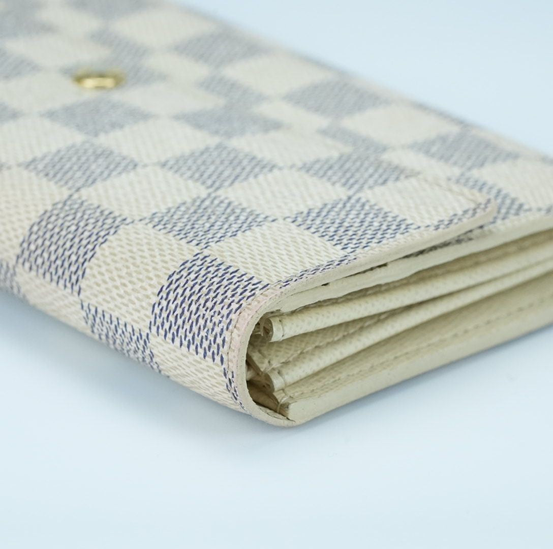 LOUIS VUITTON Damier Azur Portefeuille Sarah N61735 Long Wallet Men and Women