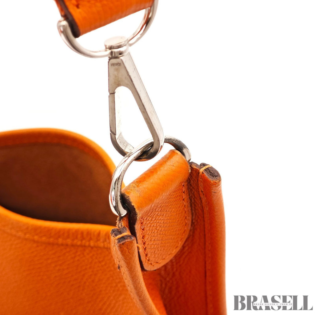 Hermes Evelyn PM Orange Toryon Clemence Crossbody Shoulder Bag w/Dust Bag Strap