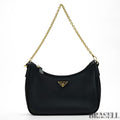 PRADA Re-Edition 2005 Saffiano 1BH204 Handbag Chain Nero Black Leather