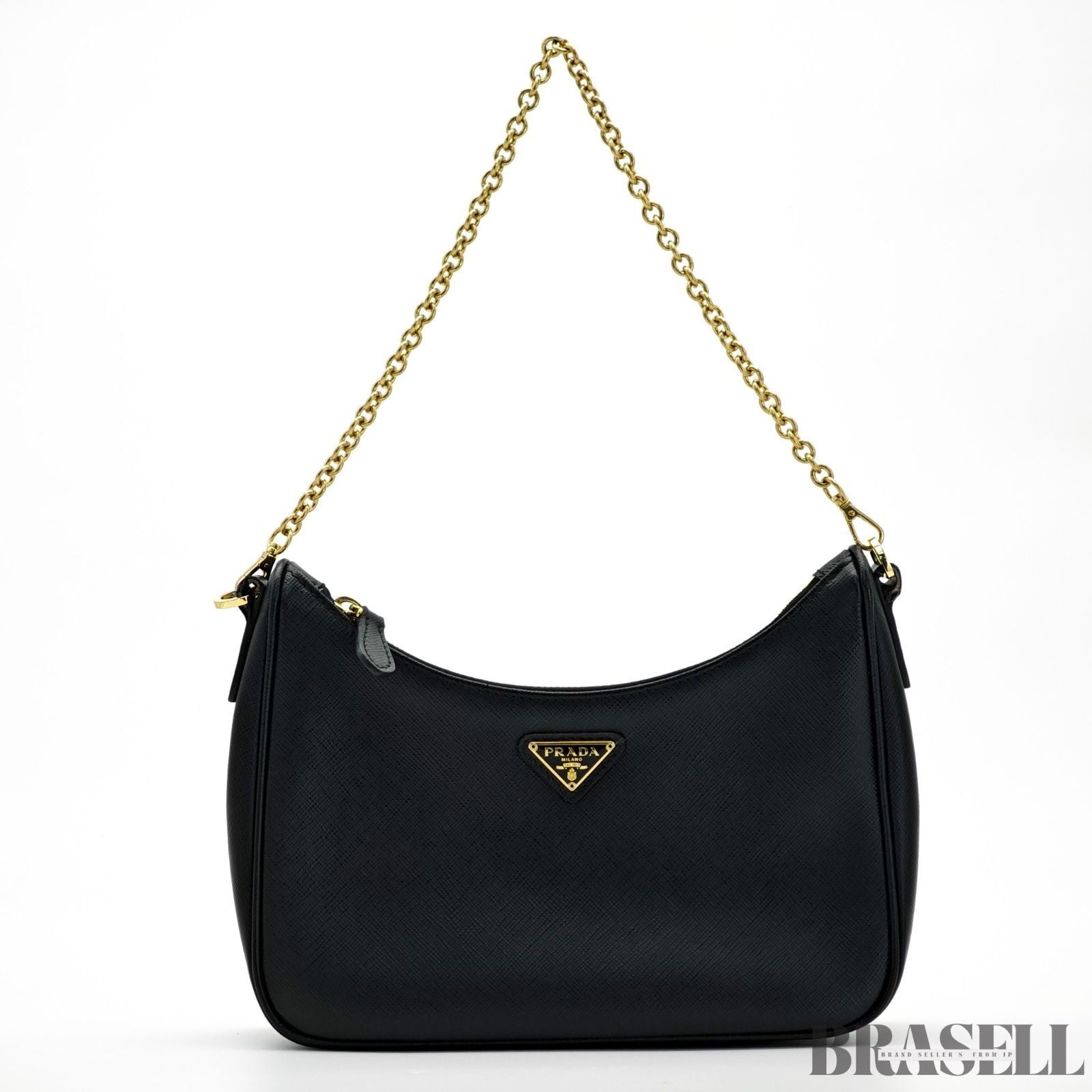 PRADA Re-Edition 2005 Saffiano 1BH204 Handbag Chain Nero Black Leather