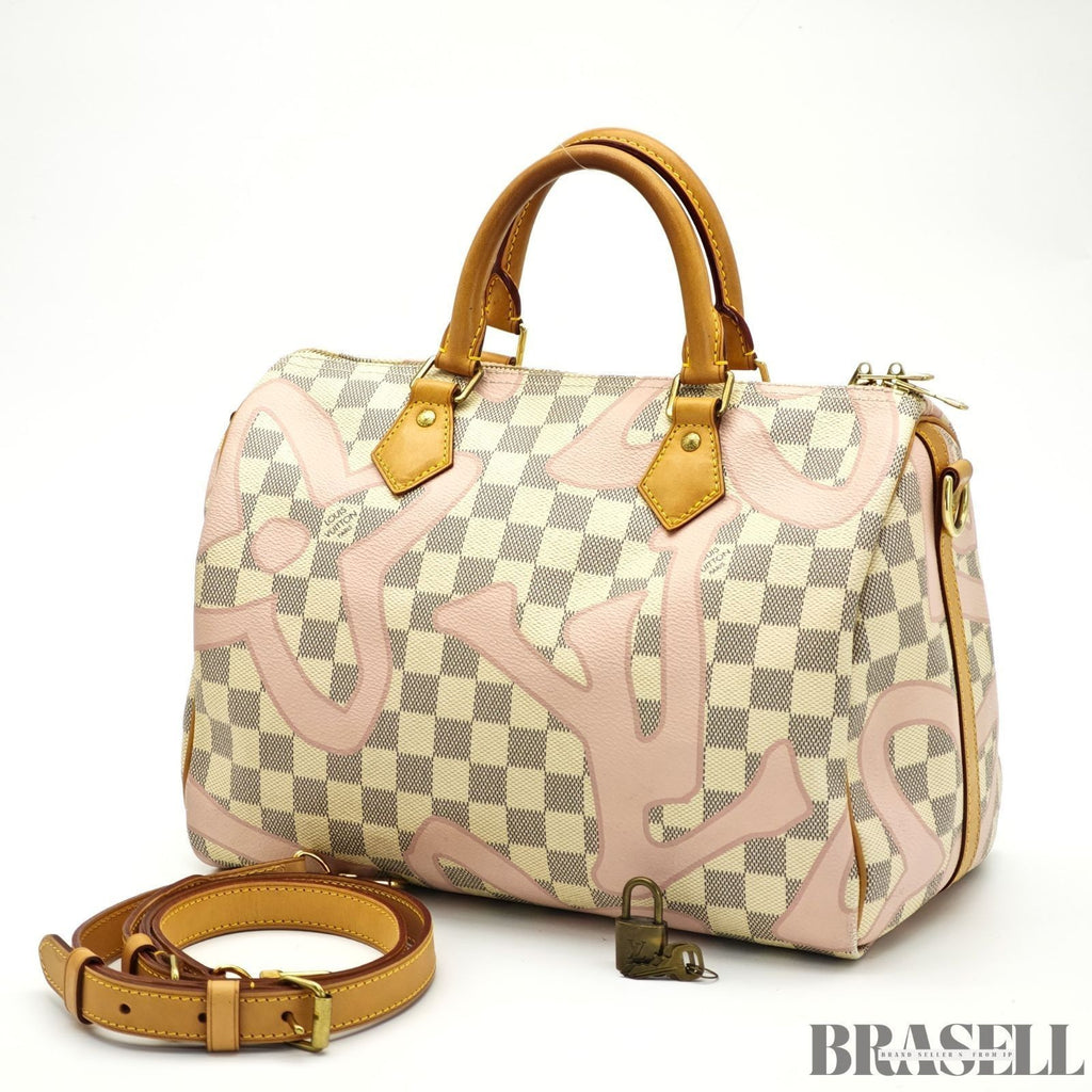 Louis Vuitton Speedy Bandoulière 30 Tahiti N41052 2Way Handbag Ivory Pink