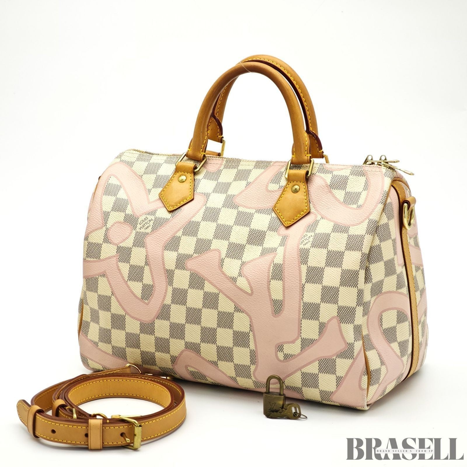 Louis Vuitton Speedy Bandoulière 30 Tahiti N41052 2Way Handbag Ivory Pink