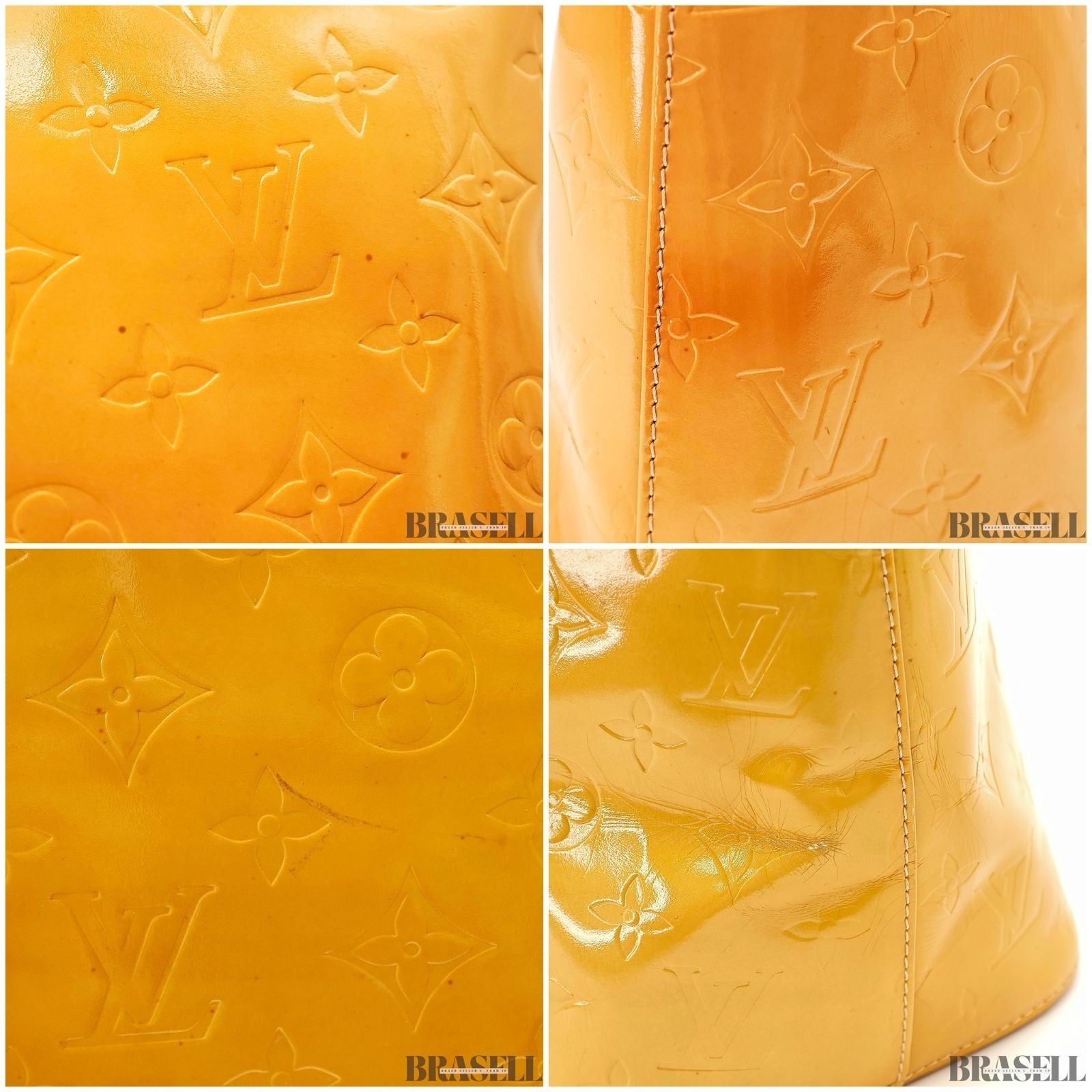 Louis Vuitton Vernis Houston M91340 Tote Bag Patent Leather Large Capacity Gold