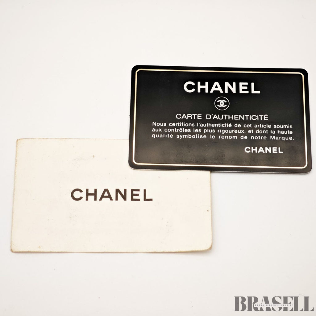 CHANEL Deca Coco Chain Tote Bag Black Caviar Leather Shoulder Bag Warranty Card
