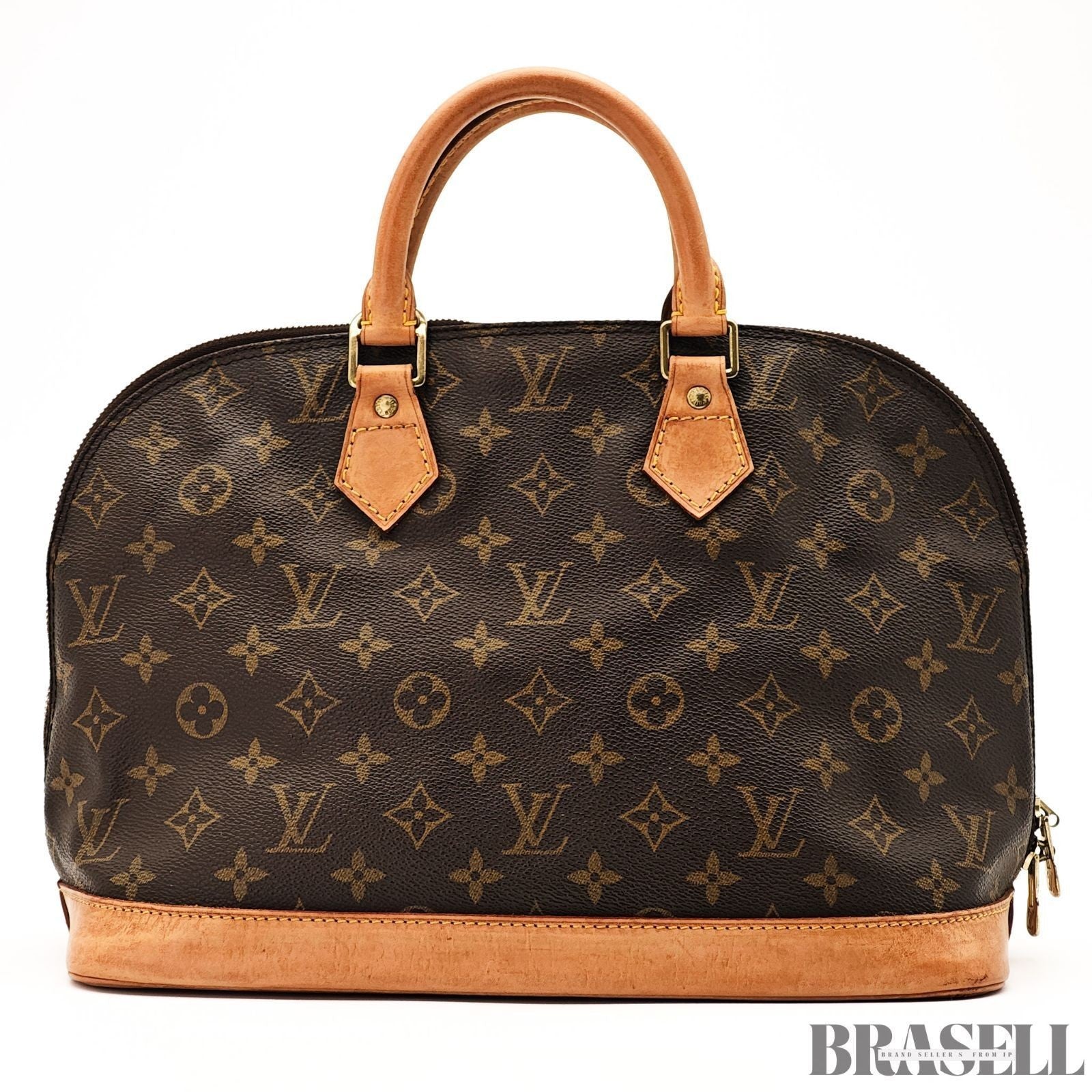 Louis Vuitton Alma PM M51130 Monogram Canvas Handbag Brown Unisex w/Padlock Key